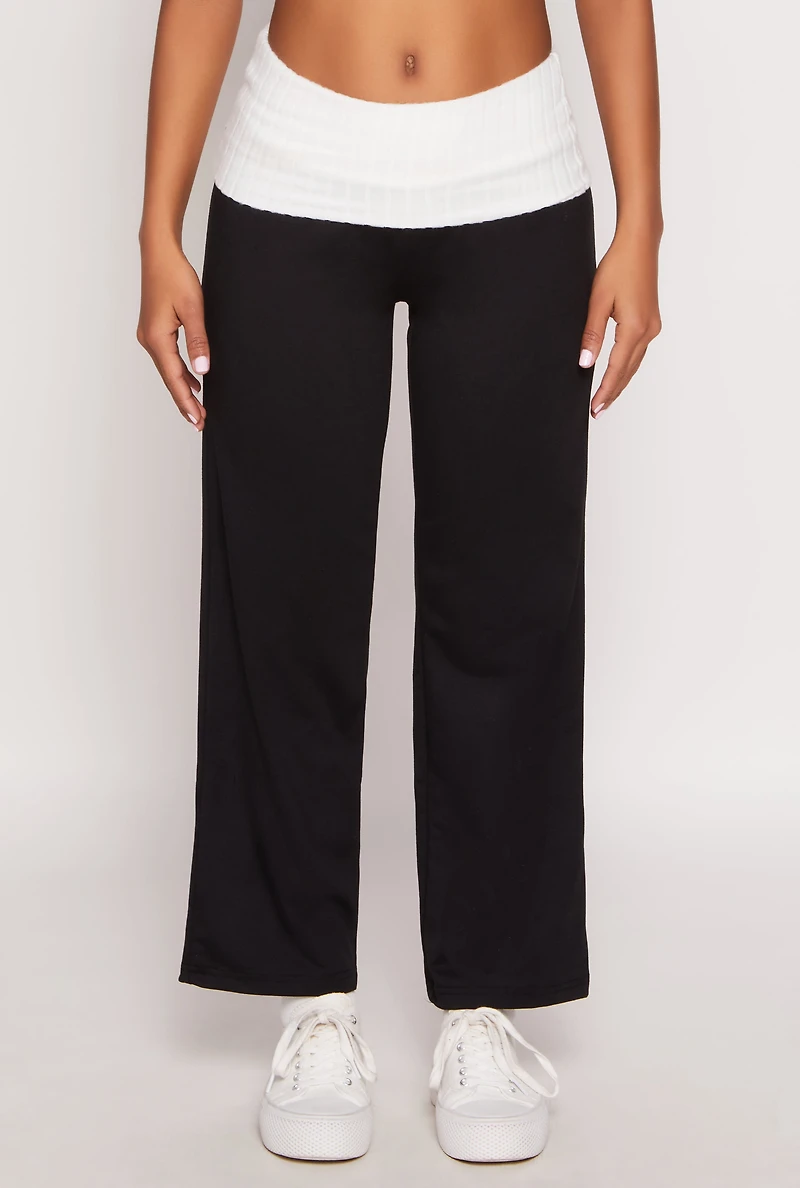 Two Tone Waistband High Waist Sweatpants