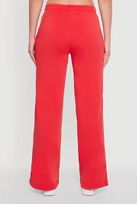 Womens Striped Fleece Lined Wide Leg Sweatpants, Red, Size M