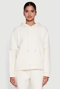 Layered Look Plush Lined Hooded Sweatshirt
