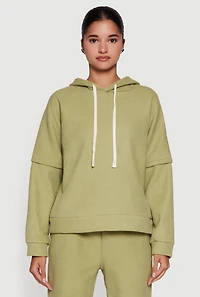 Layered Look Plush Lined Hooded Sweatshirt
