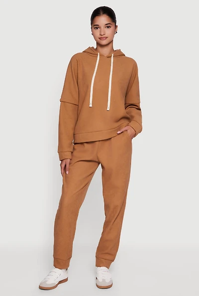 Womens Plush Lined High Waisted Drawstring Joggers,