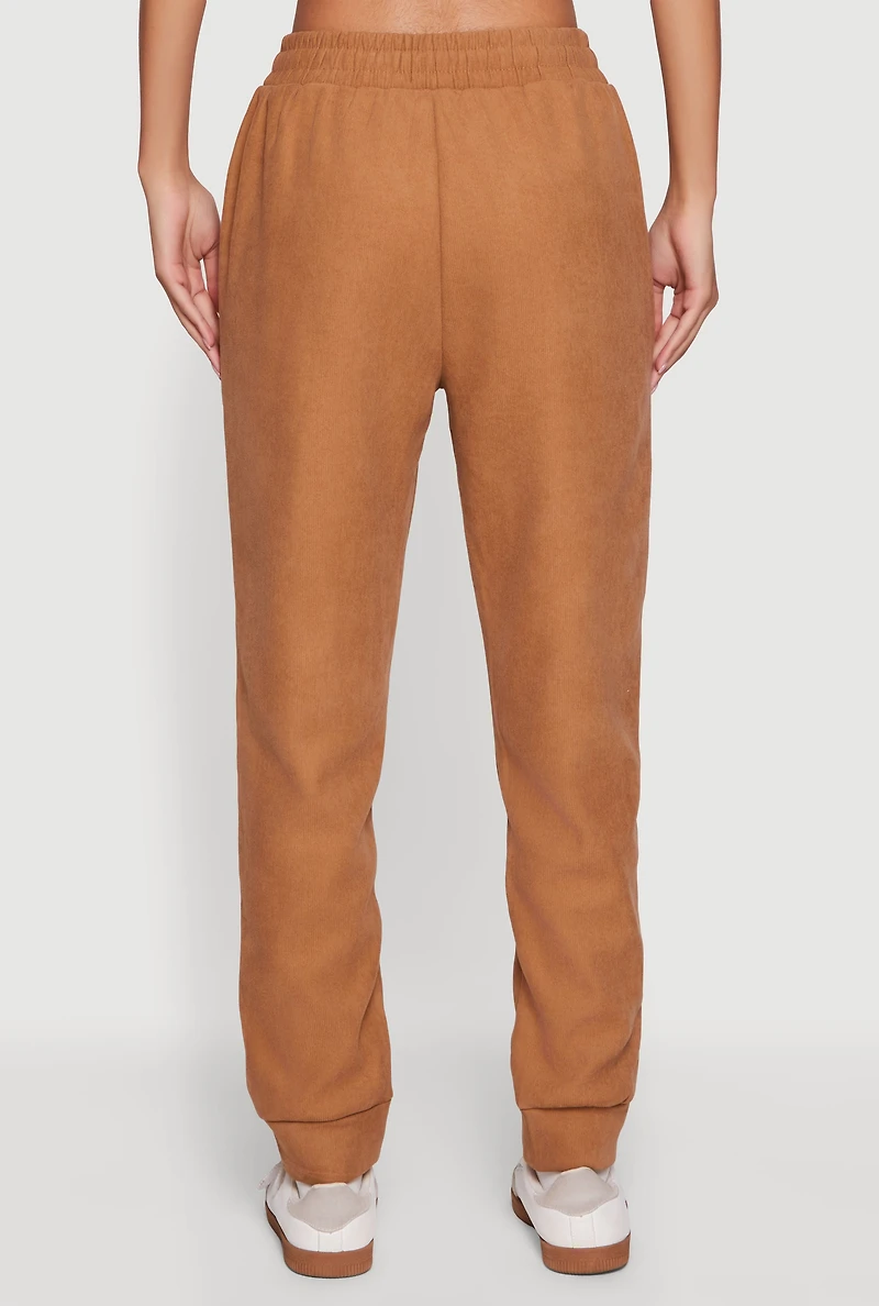 Womens Plush Lined High Waisted Drawstring Joggers,