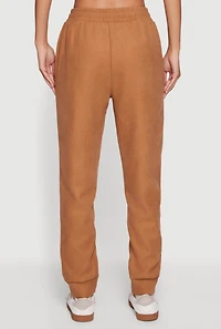Womens Plush Lined High Waisted Drawstring Joggers,
