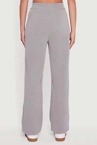 Womens Mid Rise Wide Leg Ribbed Knit Pants,