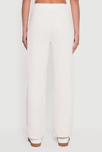 Mid Rise Straight Leg Ribbed Knit Pants