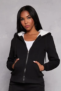 Sherpa Lined Zip Front Hoodie