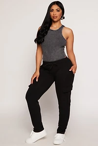 Solid Cargo Pocket Pintuck Joggers