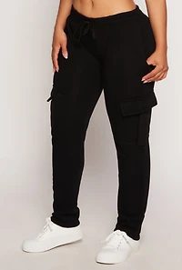 Solid Cargo Pocket Pintuck Joggers