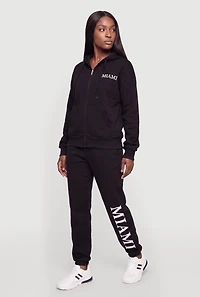 Miami Graphic Zip Front Hooded Sweatshirt