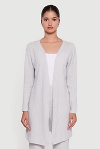 Brushed Ribbed Knit Long Sleeve Duster