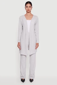 Brushed Ribbed Knit Long Sleeve Duster