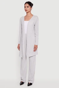 Brushed Ribbed Knit Long Sleeve Duster