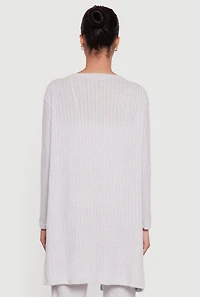 Brushed Ribbed Knit Long Sleeve Duster