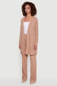 Womens Brushed Ribbed Knit Long Sleeve Duster,