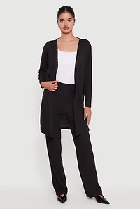 Brushed Rib Knit Pull On Straight Leg Pants