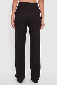 Womens Brushed Rib Knit Pull On Straight Leg Pants, Black, Size M