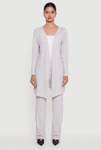 Womens Brushed Rib Knit Pull On Straight Leg Pants,