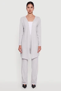 Brushed Rib Knit Pull On Straight Leg Pants