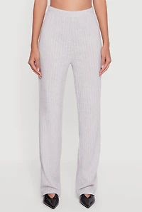 Brushed Rib Knit Pull On Straight Leg Pants