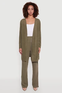 Womens Brushed Rib Knit Pull On Straight Leg Pants,