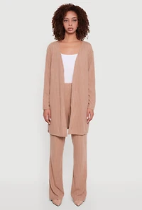 Brushed Rib Knit Pull On Straight Leg Pants