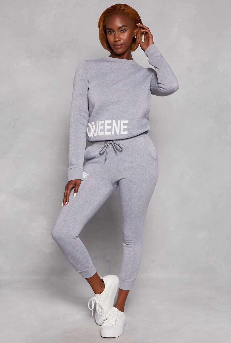 Womens Queene Puff Print Fleece Lined Sweatshirt, Grey, Size S