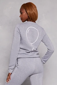 Womens Queene Puff Print Fleece Lined Sweatshirt, Grey, Size S