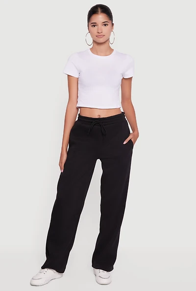 Womens Fleece Lined Straight Leg Sweatpants,