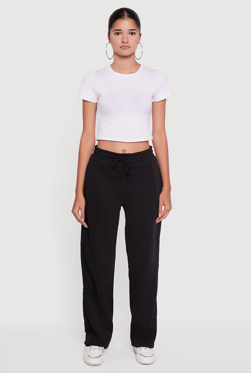 Womens Fleece Lined Straight Leg Sweatpants,