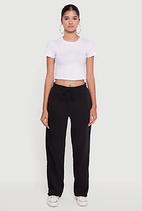 Womens Fleece Lined Straight Leg Sweatpants,