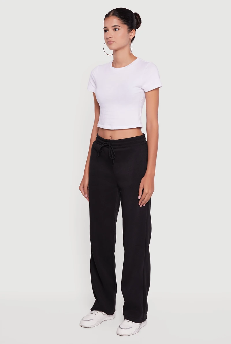 Womens Fleece Lined Straight Leg Sweatpants,