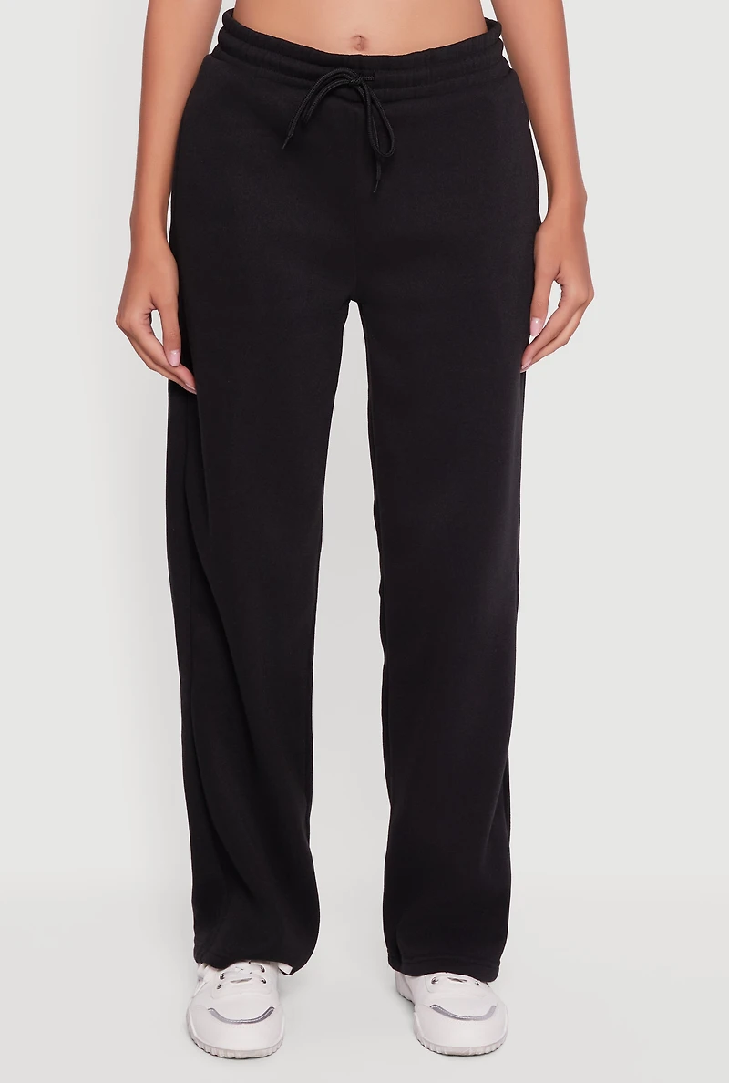 Womens Fleece Lined Straight Leg Sweatpants,