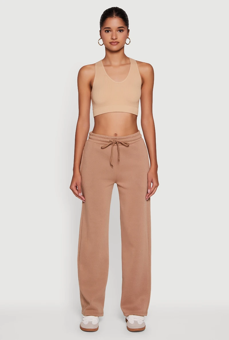 Womens Fleece Lined Straight Leg Sweatpants,