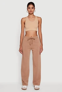 Womens Fleece Lined Straight Leg Sweatpants,