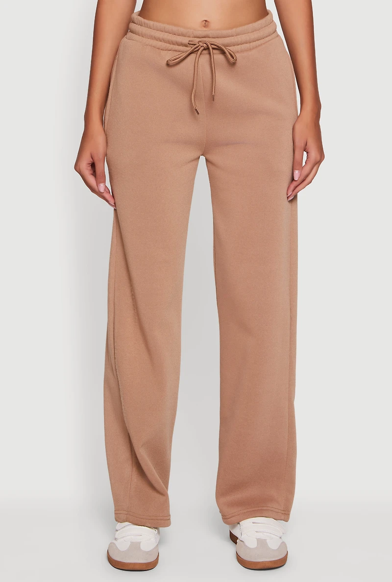 Womens Fleece Lined Straight Leg Sweatpants,
