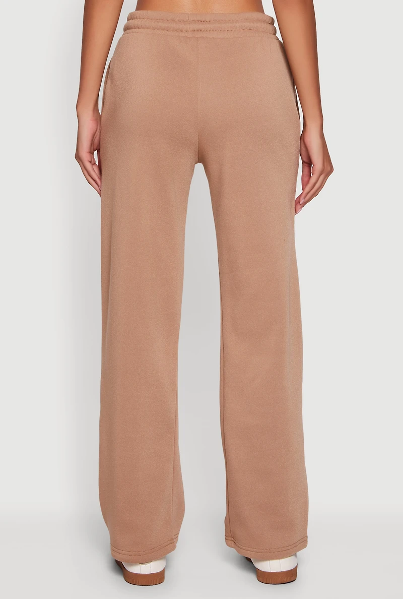 Womens Fleece Lined Straight Leg Sweatpants,