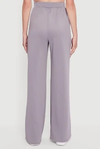 Womens Wide Leg Active Pants with Side Stripe, Grey,