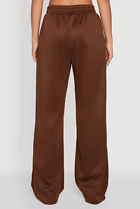 Womens High Waisted Contrast Trim Wide Leg Active Pants, M