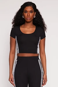 Varsity Stripe Short Sleeve Crop Top