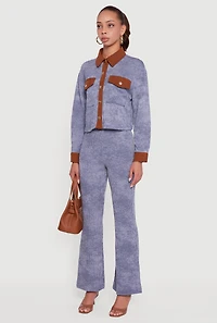 Corduroy Contrast Trim Button Front Shirt