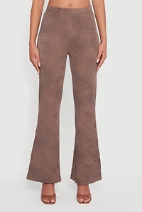 Womens Mineral Wash Shadow Stripe Flare Pants, Brown, Size L