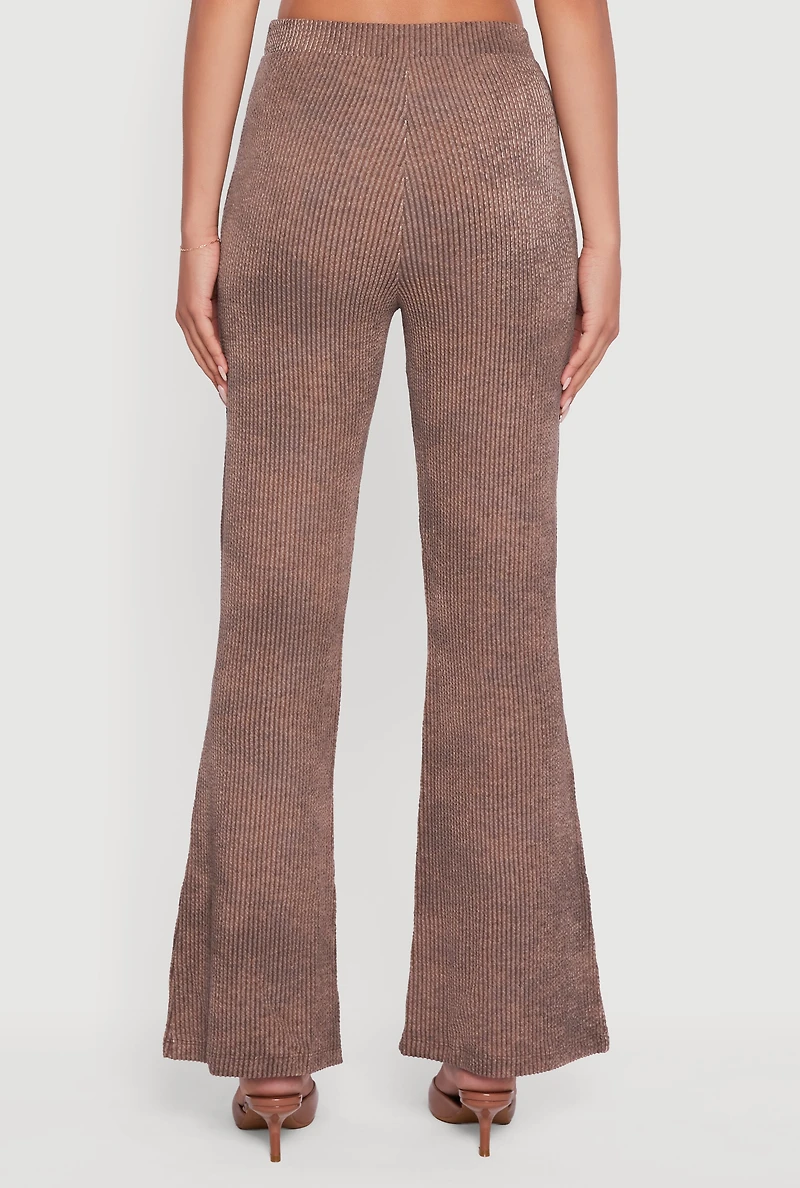 Womens Mineral Wash Shadow Stripe Flare Pants, Brown, Size L