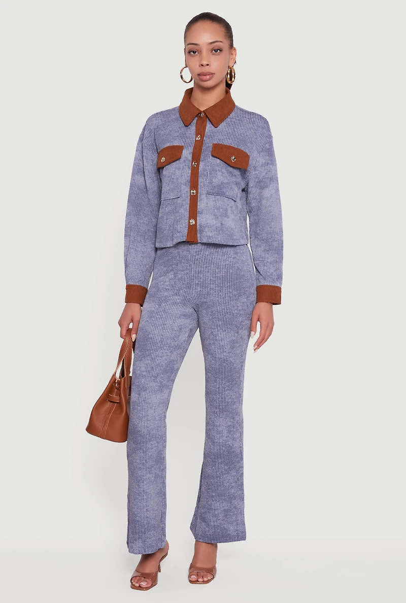 Mineral Wash Shadow Stripe Flare Pants