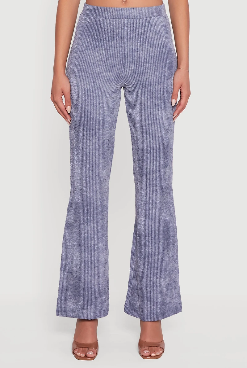 Womens Mineral Wash Shadow Stripe Flare Pants, Blue, Size XL