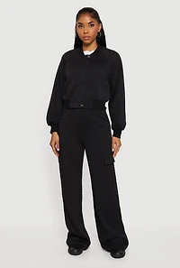 Womens Textured Knit Zip Front Bomber Jacket,