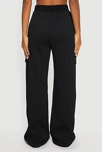 High Waisted Wide Leg Textured Knit Pants