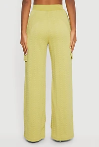High Waisted Wide Leg Textured Knit Pants