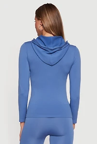 Drawstring Hooded Zip Front Track Jacket