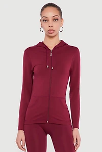 Drawstring Hooded Zip Front Track Jacket