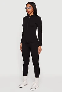 Trendy Textured Knit Zip Front Track Jacket